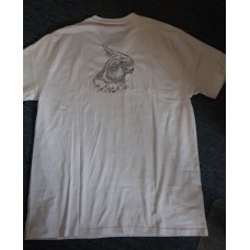 T-Shirt mit Stickmotiv "Nymphensittichkopf, skizziert" - Gr. L